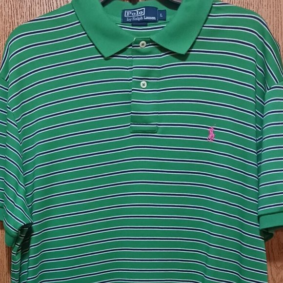 Polo (Ralph Lauren)-(Green/Black)-(Stripe)-(Pre-owned)-(Size L)-$30.00 - Picture 2 of 4